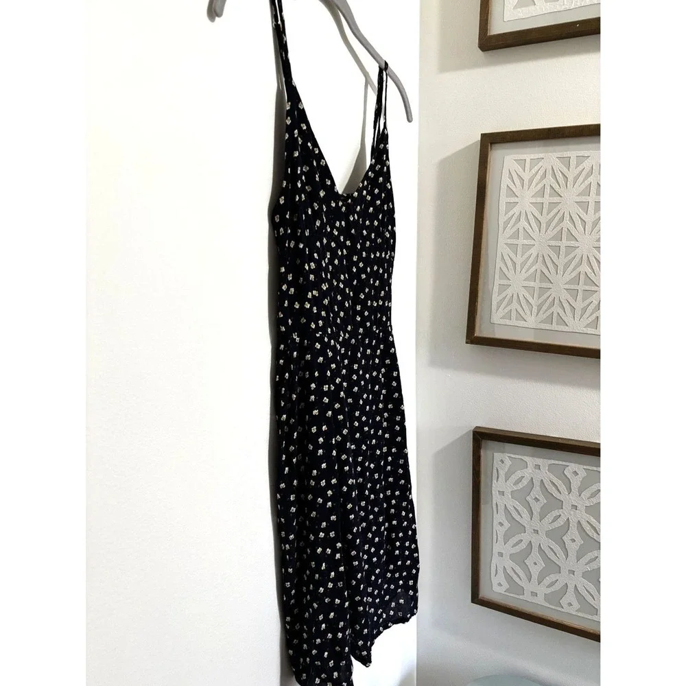 Floral Mini Slip‎ Dress XL Black Daisy Soft Spaghetti Strap Cottage Y2K Sundress